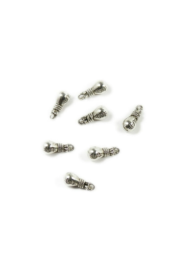 6x12mm Pack Of 10 Bali Style Silver Pewter Moneybag Charms ForJewelry Making