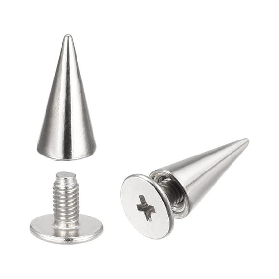 6x12mm Screw Back Rivets Solid Leather Studs Silver Tone 20 Sets