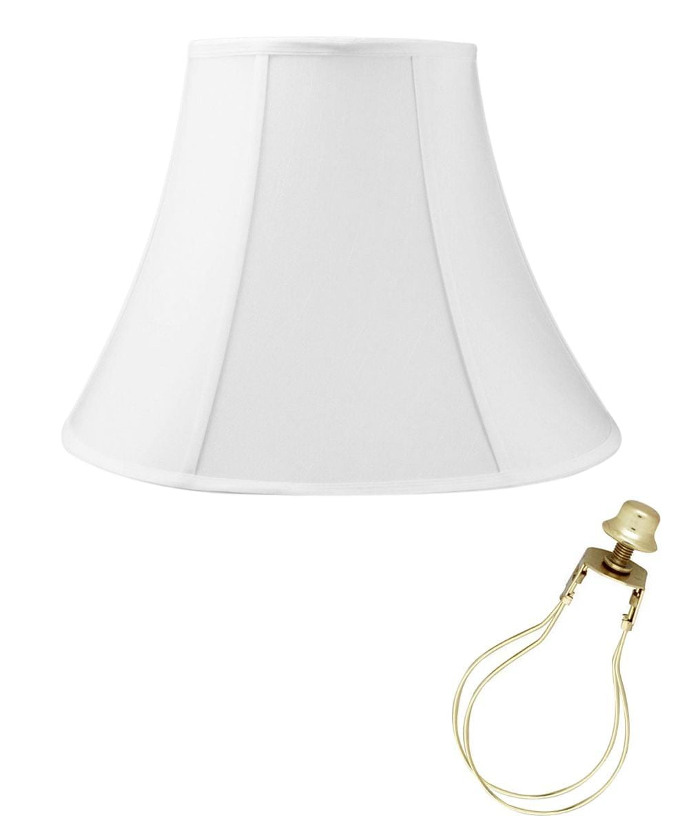 White Shantung Bell Lampshade with Brass Clip-On Fitter