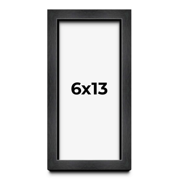 6x13 Frame Black Charcoal Grey Wood Textured Picture Frame | 0.75 Inch Moulding Width | Gunmetal