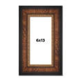 thumbnail image 1 of 6x13 Frame Brown Walnut Gold Ornate Trim Solid Wood Plein Air Picture Frame | 3 Inch Moulding Width, 1 of 8