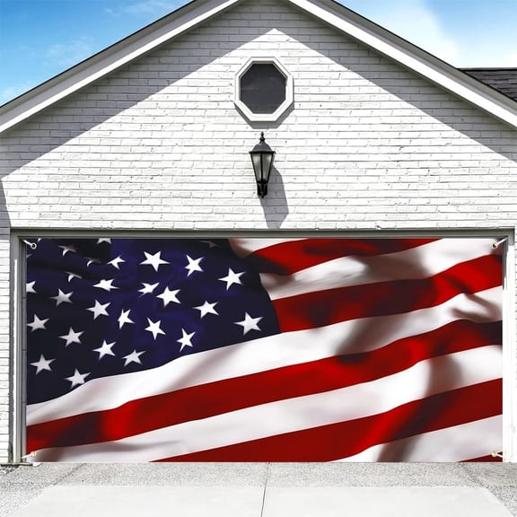 6x13ft American Flag Garage Door Banner Decorations Stars and Stripes US Flag Independence Day 4th of July Home Wall Background Veterans Memorial Day Labor Day Patriotic Party Decor Props