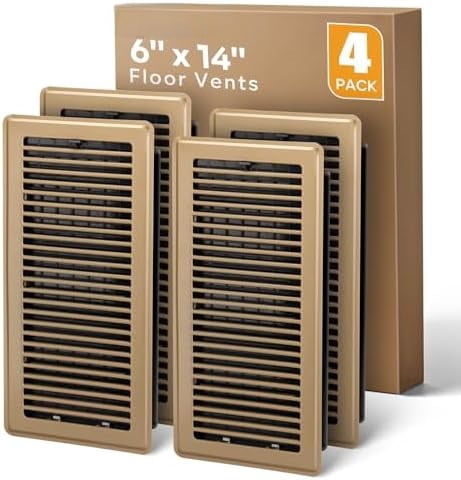 6x14 Floor Vent Covers Heavy Duty Floor Registers, Floor Air Vent Covers for Home Floor Wall Ceiling, Rust Proof Finish Registers, Floor Vents 4 Pack Brown