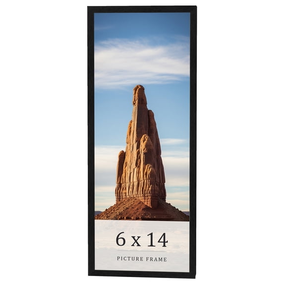 6x14 Frame Black Charcoal Grey Wood Textured Picture Frame | 0.75 Inch Moulding Width | Gunmetal