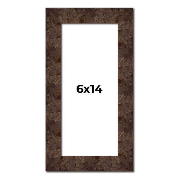 6x14 Frame Brown Burl Real Wood Picture Frame Width 1.625 Inches | Interior Frame Depth 0.5 Inches