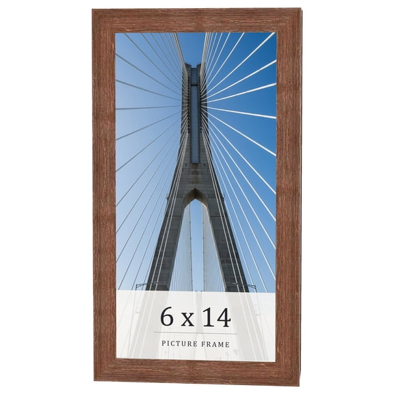 6x14 Frame Brown Farmhouse Solid Wood Picture Frame Width 1.5 Inches | Interior Frame Depth 0.5