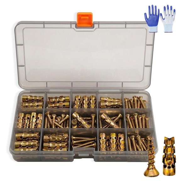 6x14mm Short Expansion Screw Set for Cabinet Hinge Repair, Wood Tile Stone Concrete