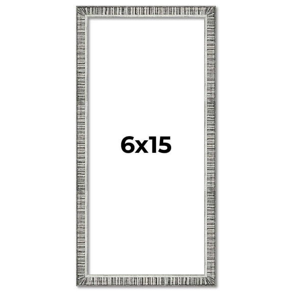 6x15 Frame Silver Picture Frame - Complete Modern Photo Frame Includes UV Acrylic Shatter Guard