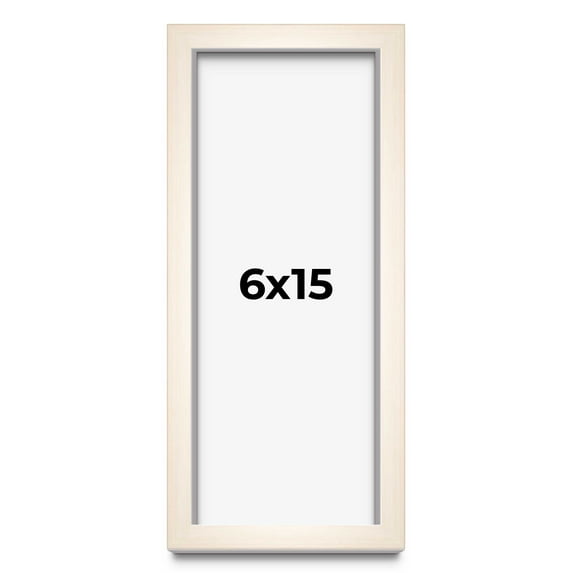 6x15 Frame White Wash Solid Wood Picture Frame | 0.75 Inch Moulding Width | Includes UV Acrylic