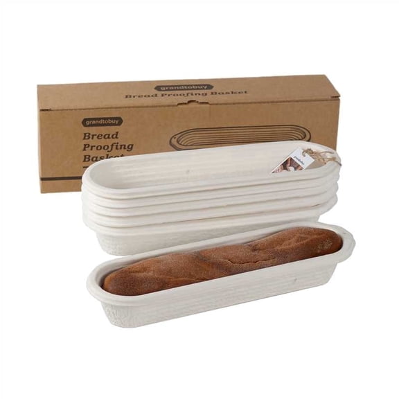 6 Pack 15 Inch Long Baguettes Pulp Bread Proofing Basket Sourdough Banneton with 6pcs Liner Cover For Professional and Homemade French Bread Baking Supply