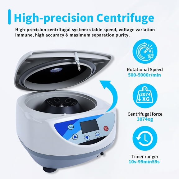 6x15mL/10mL Centrifuge Machine, RCF Max.3074xg Benchtop Digital Centrifuge with Footpads, Timer10s-99min59s Stable Lab Centrifuge, Low Noise 130W Electric Benchtop Centrifuge for Medical Use
