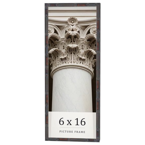 6x16 Frame Brown Bamboo with Dark Coffee/Walnut Finish | Solid Wood Picture Frame Width 0.75 Inches