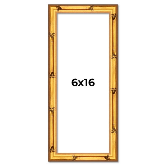 6x16 Frame Gold Bamboo Picture Frame - Complete Modern Photo Frame Includes UV Acrylic Shatter