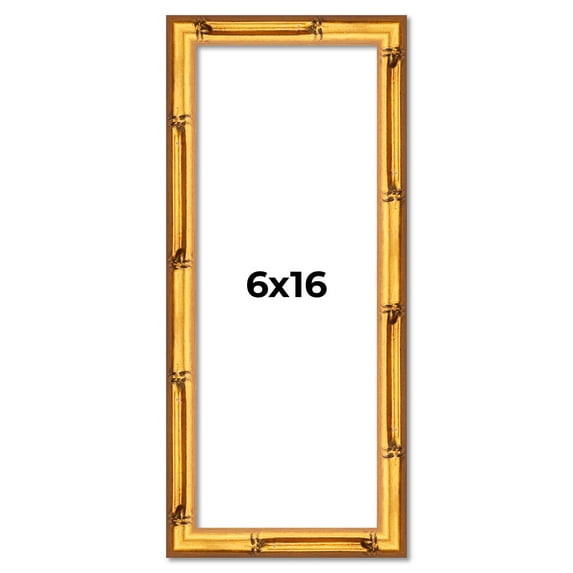 6x16 Frame Gold Bamboo Picture Frame - Complete Modern Photo Frame Includes UV Acrylic Shatter