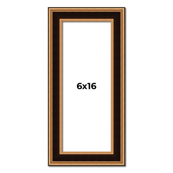 6x16 Frame Gold Brown Plein Air Vintage Solid Wood Picture Frame | 1.75 Inches Moulding Width |
