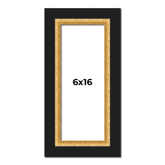 6x16 Frame Gold Real Wood Picture Frame Width 2.25 Inches | Interior Frame Depth 0.5 Inches |