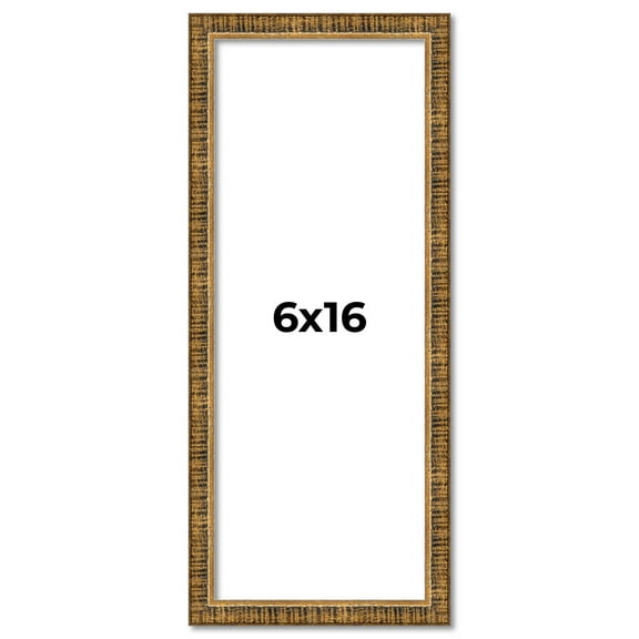 6x16 Frame Gold Solid Wood Picture Frame - Complete Modern Photo Frame Includes UV Acrylic