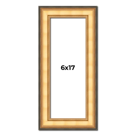 6x17 Frame Gold Plein Aire Solid Wood Picture Frame Width 2 Inches | Interior Frame Depth 0.5