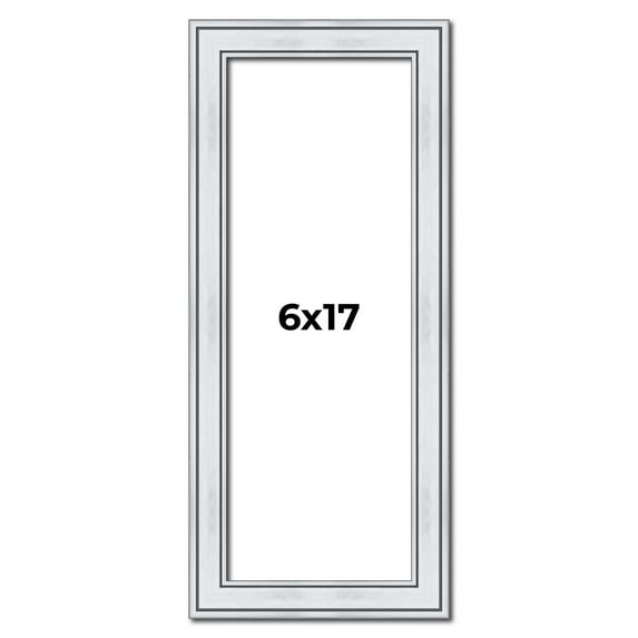 6x17 Frame Sterling Silver Solid Wood Picture Frame | 1.25 Inch Moulding Width | 0.75 Inch Interior