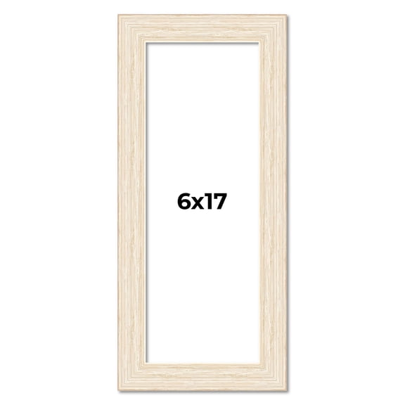 6x17 Frame White Barnwood Picture Frame - Modern Photo Frame Includes UV Acrylic Shatter Guard