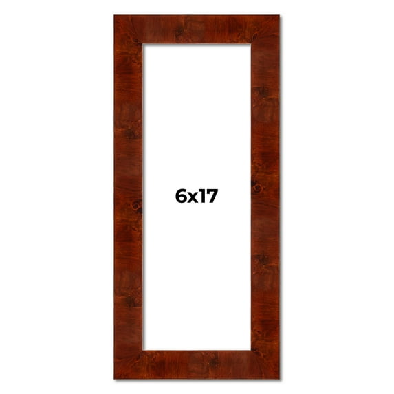 6x17 Walnut Brown Veneer Real Wood Picture Frame Width 1.75 inches | Interior Frame Depth 0.5