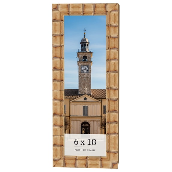 6x18 Frame Beige Real Wood Picture Frame Width 3 inches | Interior Frame Depth 0.5 inches | Natural
