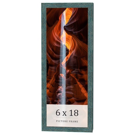 6x18 Frame Blue Rustic Barnwood Solid Wood Picture Frame Width 1.25 Inches | Interior Depth 0.5
