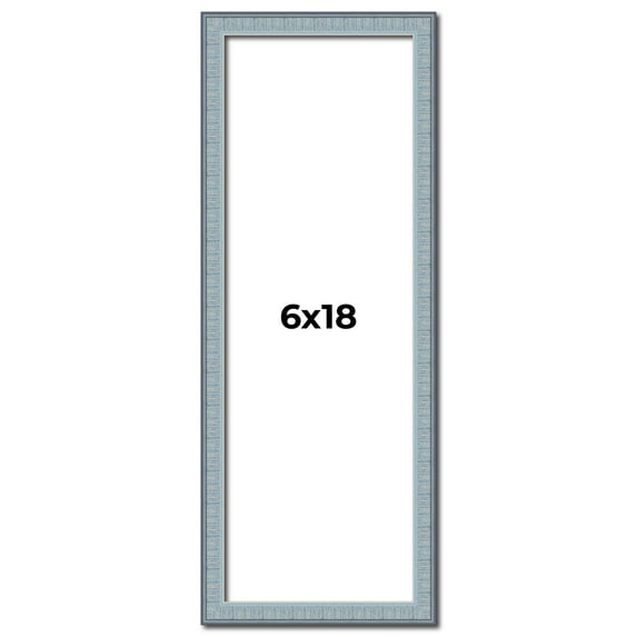 6x18 Frame Blue Scuffed Farm Board Solid Wood Picture Frame Width 0.75 Inches | Interior Depth 0.5