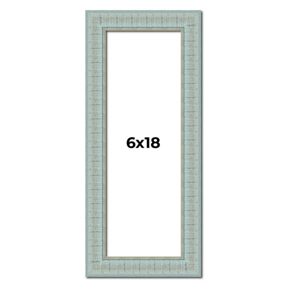 6x18 Frame Blue Teal Distressed Solid Wood Picture Frame | 1.625 Inch Moulding Width | Sonoma Blue