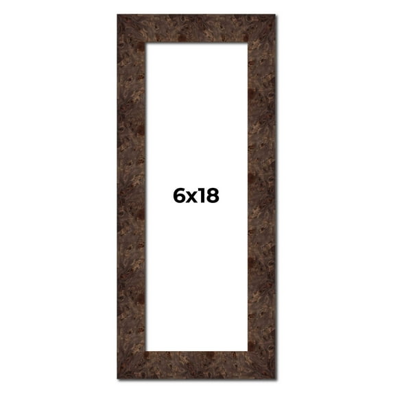 6x18 Frame Brown Burl Real Wood Picture Frame Width 1.625 Inches | Interior Frame Depth 0.5 Inches
