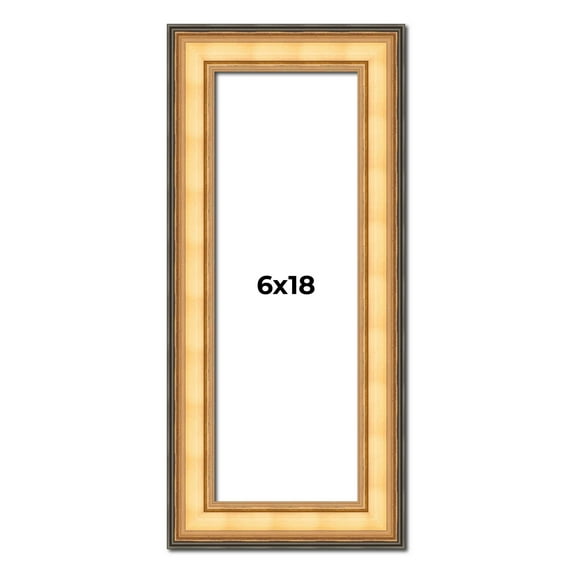6x18 Frame Gold Plein Aire Solid Wood Picture Frame Width 2 Inches | Interior Frame Depth 0.5