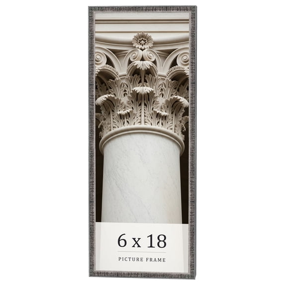 6x18 Frame Silver Grey Distressed Solid Wood Picture Frame | 0.75 Inch Moulding Width | Interior