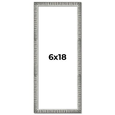 6x18 Frame Silver Grey Distressed Solid Wood Picture Frame | 0.75 Inch Moulding Width | Interior
