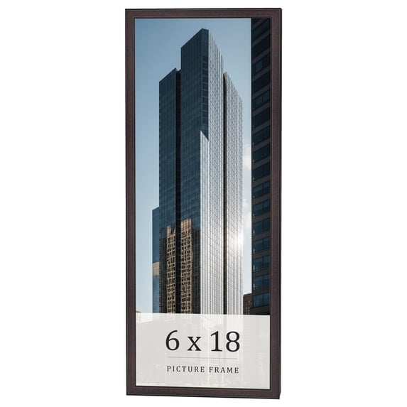6x18 Rustic Brown Real Wood Picture Frame Width 0.75 inches | Interior Frame Depth 0.5 inches |