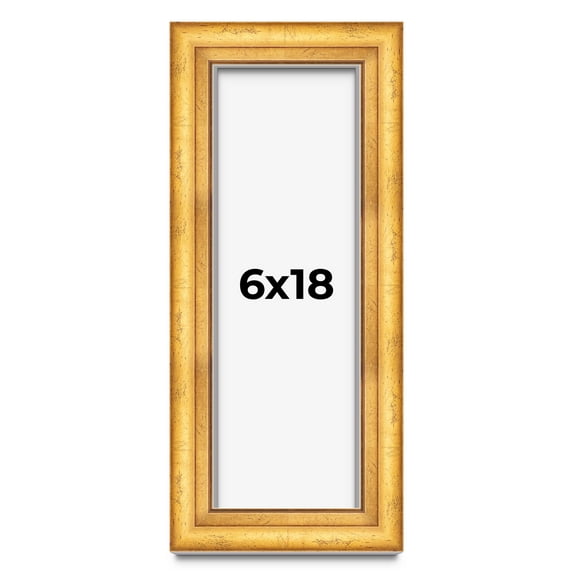 6x18 Shadow Box Frame Gold | 1.75 Inches Deep Real Wood Traditional Shadowbox Display Frame | UV