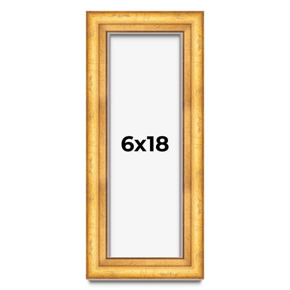 6x18 Shadow Box Frame Gold | 1.75 Inches Deep Real Wood Traditional Shadowbox Display Frame | UV