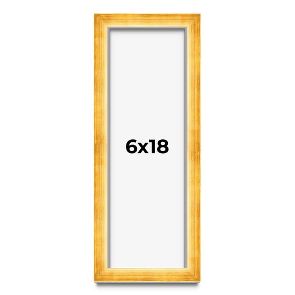 6x18 Shadow Box Frame Gold | 1.625 Inches Deep Real Wood Traditional Shadowbox Display Frame | UV