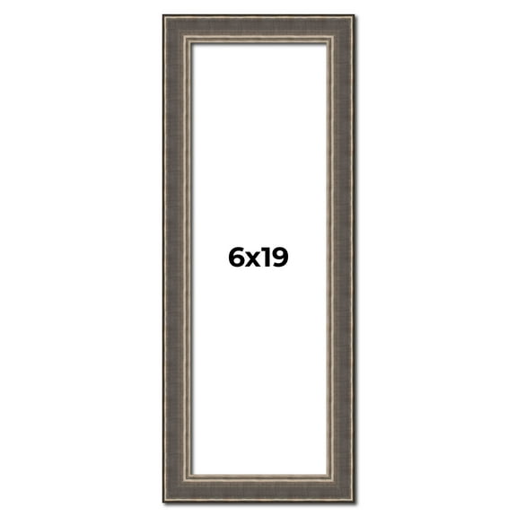 6x19 Frame Silver Real Wood Picture Frame Width 1.25 Inches | Interior Frame Depth 0.5 Inches |