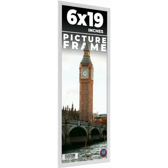 6x19 Frame White Real Wood Picture Frame Width 0.75 inches | Interior Frame Depth 0.5 inches |