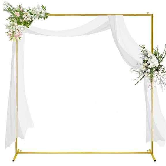 6.6x6.6FT Square Wedding Backdrop Arch Gold Metal Square Balloon Arch Stand Frame for Birthday Baby Shower Background Decoration