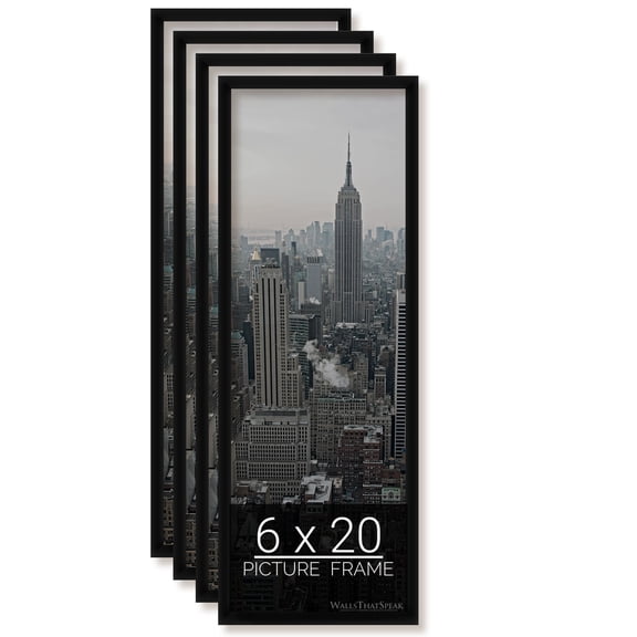 6x20 Black Picture Frame for Puzzles Posters Photos or Artwork, Set of 4