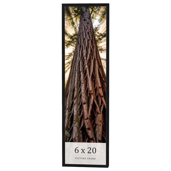 6x20 Frame Black Charcoal Grey Wood Textured Picture Frame | 0.75 Inch Moulding Width | Gunmetal