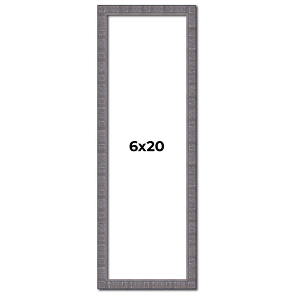 6x20 Frame Blue Kingsley Pewter Solid Wood Picture Frame Width 0.75 Inches |Interior Depth 0.5