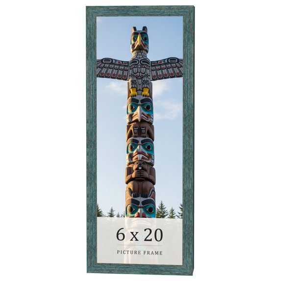 6x20 Frame Blue Rustic Barnwood Solid Wood Picture Frame Width 1.25 Inches | Interior Depth 0.5