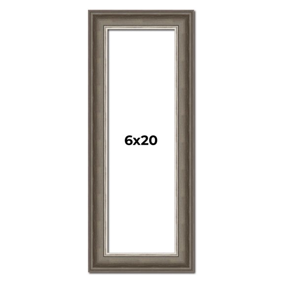 6x20 Frame Brown Solid Wood Picture Frame | 1.75 Inch Moulding Width | Austin Frame Complete with