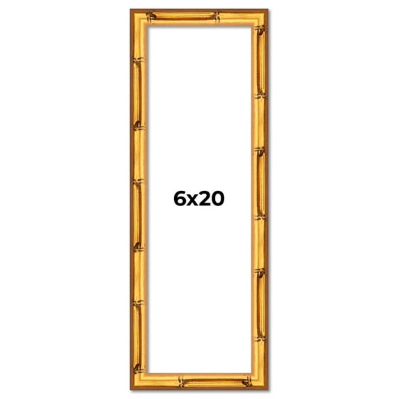 6x20 Frame Gold Bamboo Picture Frame - Complete Modern Photo Frame Includes UV Acrylic Shatter