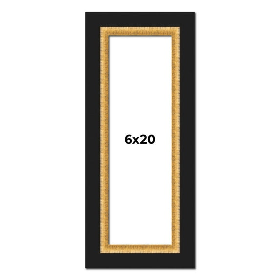 6x20 Frame Gold Real Wood Picture Frame Width 2.25 Inches | Interior Frame Depth 0.5 Inches |