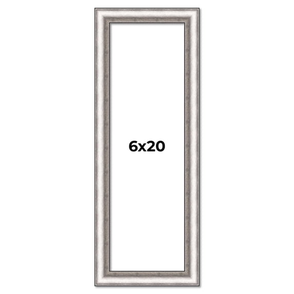 6x20 Frame Silver Real Wood Picture Frame Width 1.25 Inches | Interior Frame Depth 0.5 Inches |