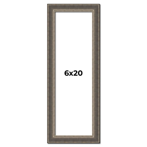 6x20 Frame Silver Real Wood Picture Frame Width 1.25 Inches | Interior Frame Depth 0.5 Inches |