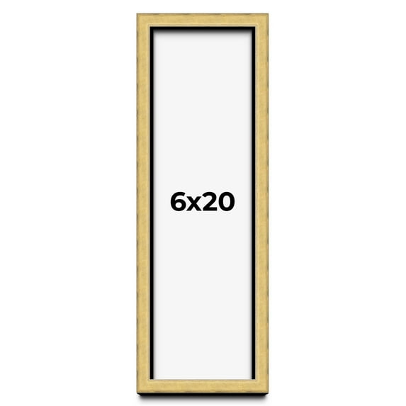 6x20 Shadow Box Frame Gold | 1.375 Inches Deep Real Wood Contemporary Shadowbox Display Frame | UV